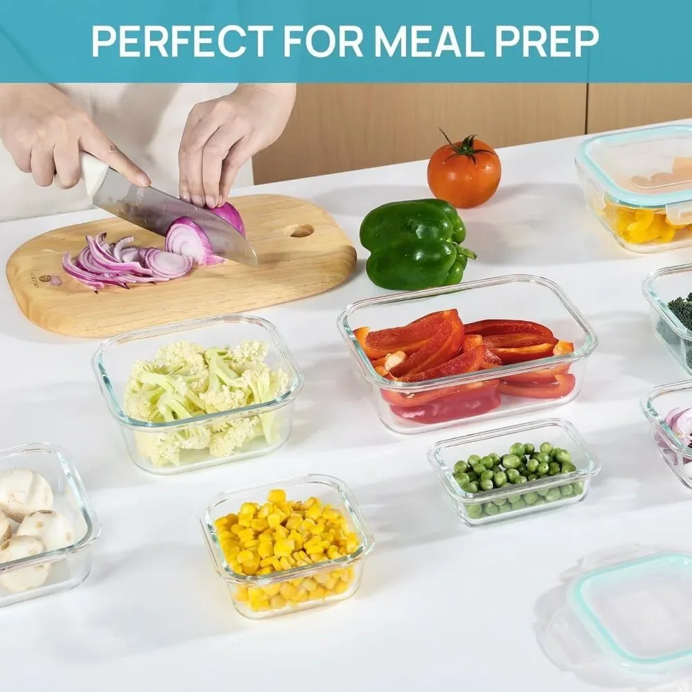 Vtopmart 8 Pack Glass Food Storage Containers with Airtight Lids Glass Meal Prep
